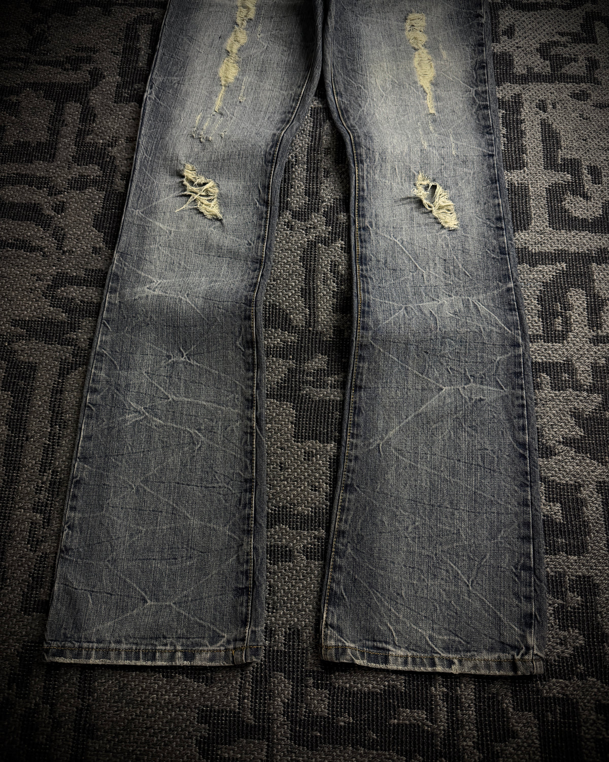 Semantic Design Faded Cracked Bootcut Jeans