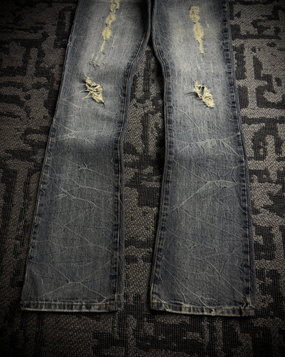 Semantic Design Faded Cracked Bootcut Jeans