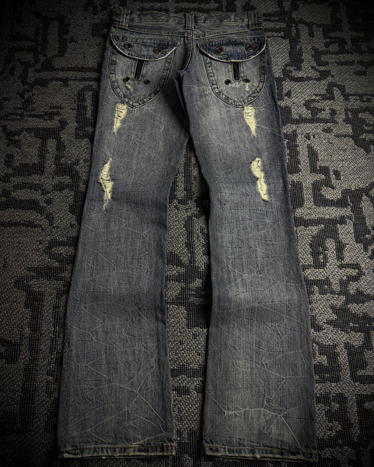 Semantic Design Faded Cracked Bootcut Jeans