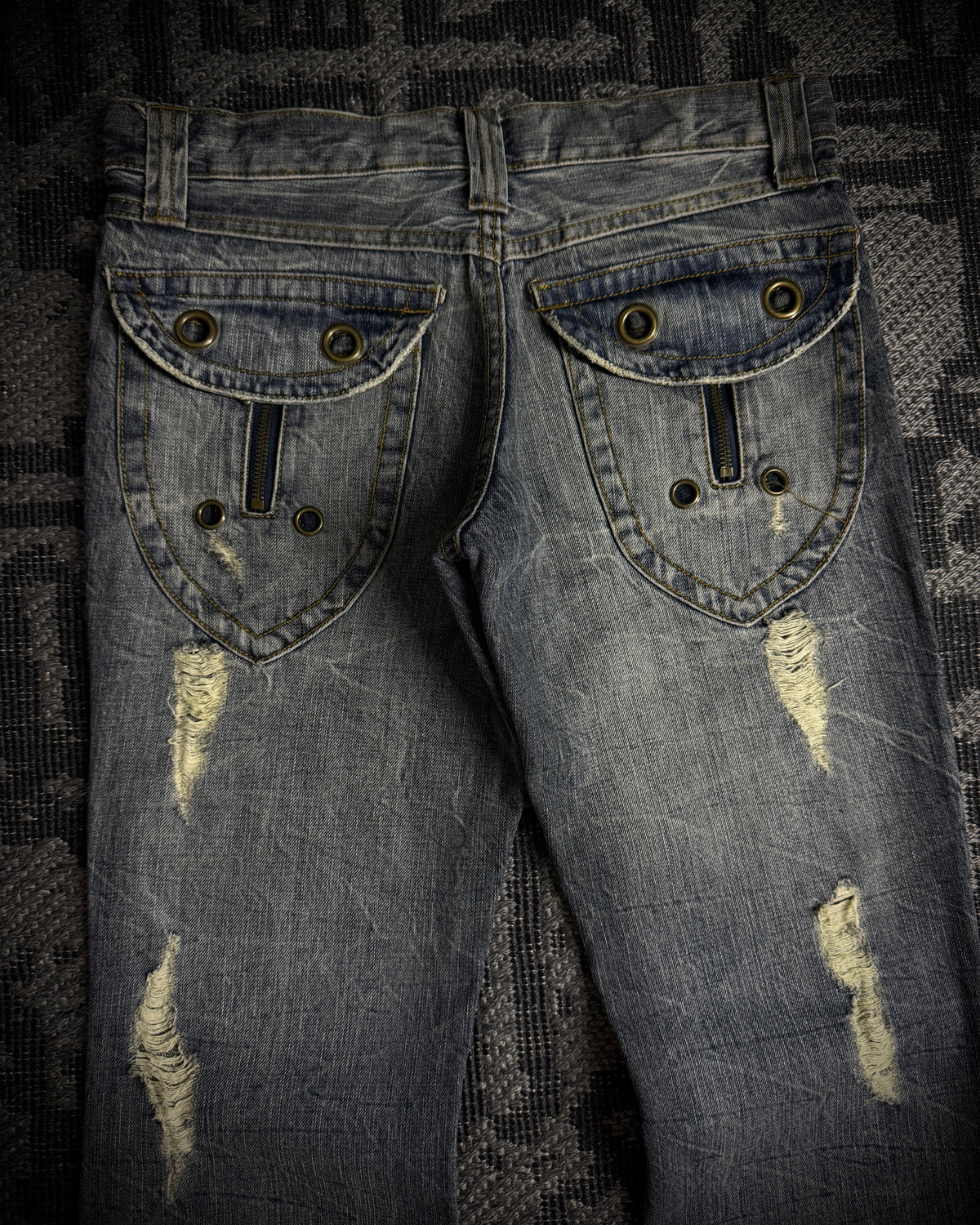 Semantic Design Faded Cracked Bootcut Jeans