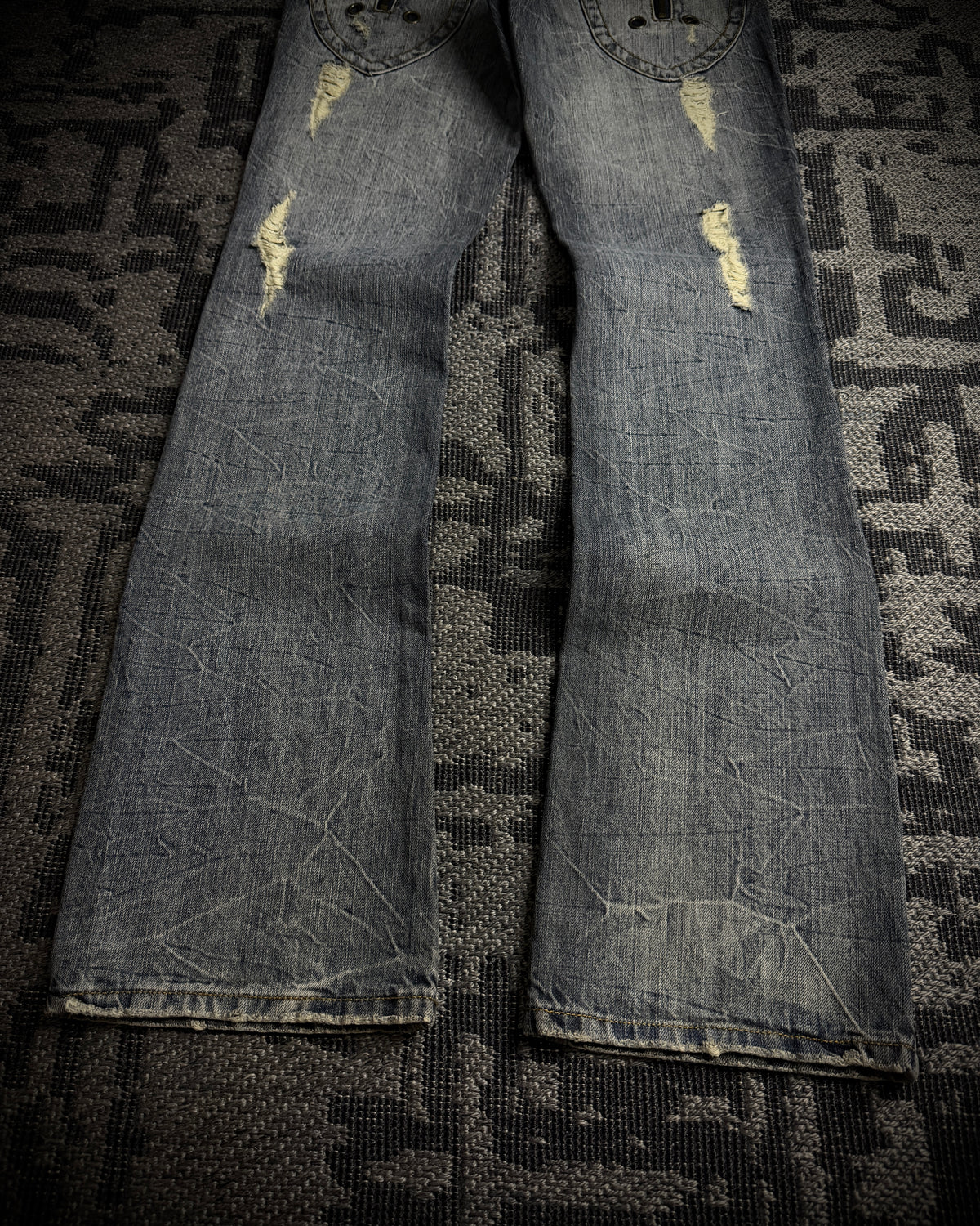 Semantic Design Faded Cracked Bootcut Jeans