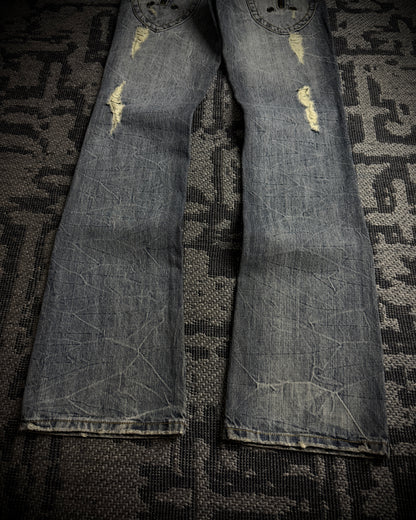 Semantic Design Faded Cracked Bootcut Jeans