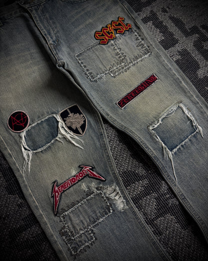 Schlussel Patchwork Distressed Bootcut Jeans