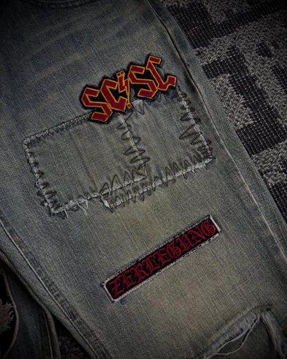 Schlussel Patchwork Distressed Bootcut Jeans