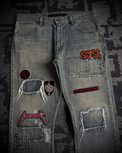 Schlussel Patchwork Distressed Bootcut Jeans