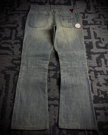 Schlussel Patchwork Distressed Bootcut Jeans