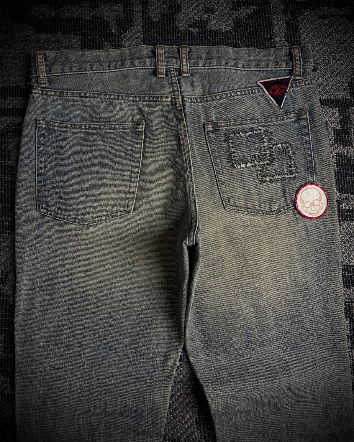 Schlussel Patchwork Distressed Bootcut Jeans