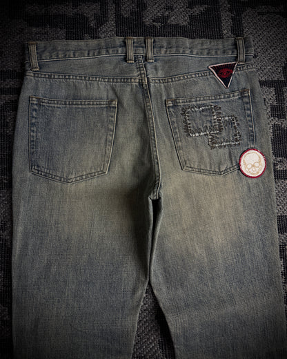 Schlussel Patchwork Distressed Bootcut Jeans