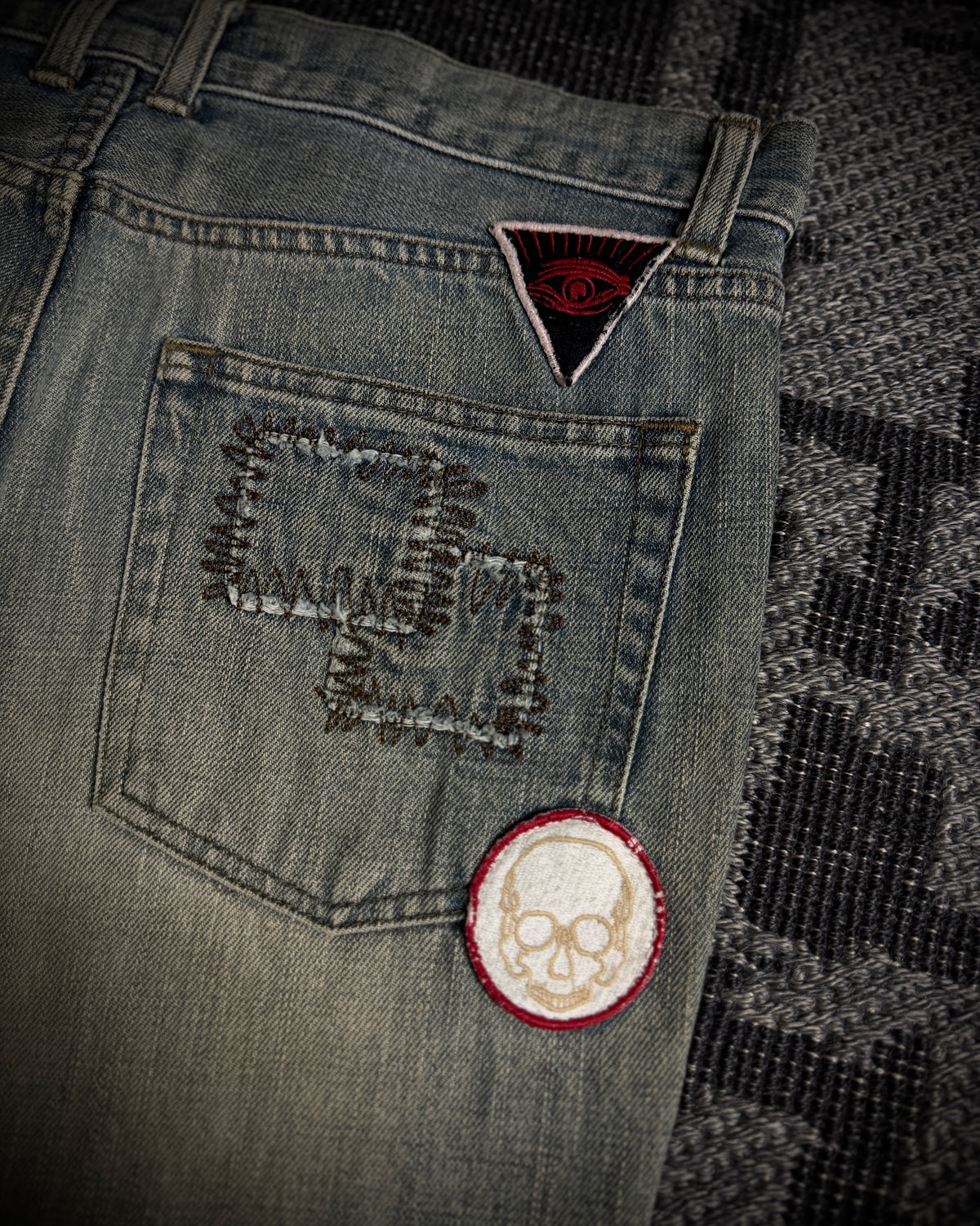 Schlussel Patchwork Distressed Bootcut Jeans