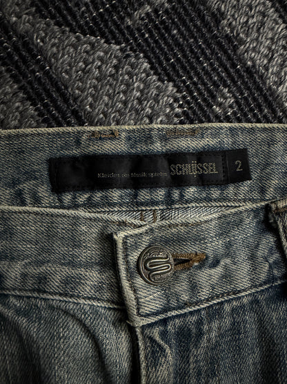 Schlussel Patchwork Distressed Bootcut Jeans