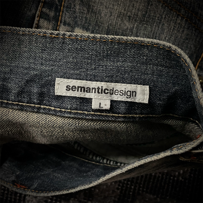 Semantic Design Snake Skin Distressed Flared Jeans