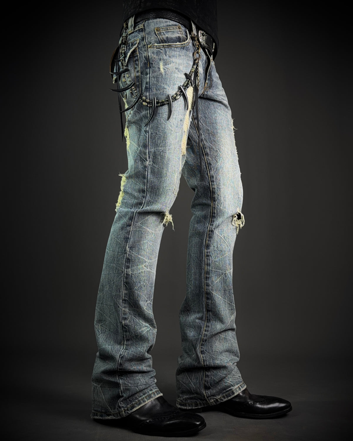 Semantic Design Faded Cracked Bootcut Jeans