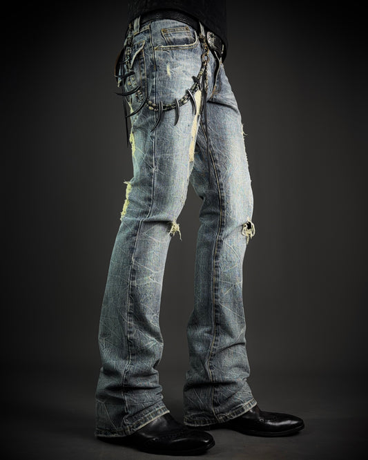 Semantic Design Faded Cracked Bootcut Jeans