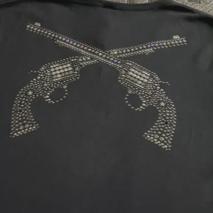 Roar Guns Swarovski Cross Gun Long Sleeve Black